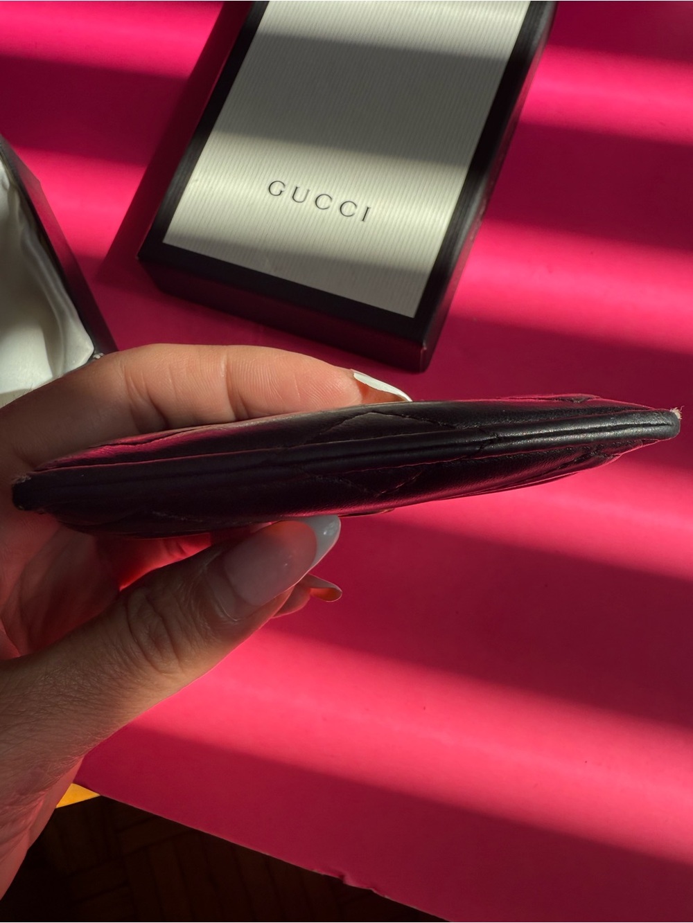 Gucci Black Quilted Leather GG Card Holder with Gold Hardware - Picture 6 of 8